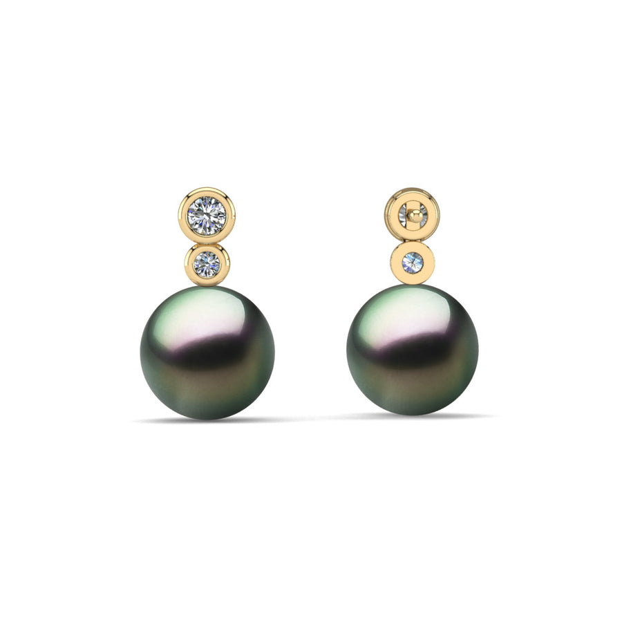 Double Diamond Pearl Drop Earrings