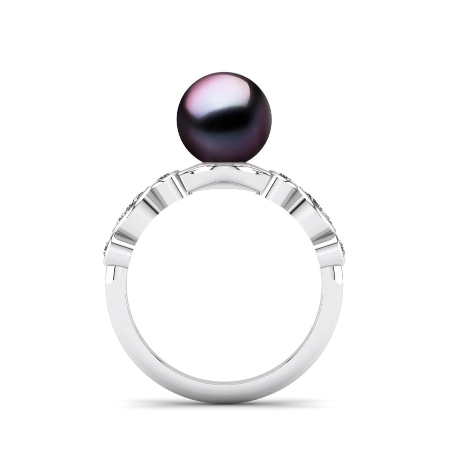 Fire and Ice Pearl Ring-Platinum-Tahitian-Aubergine