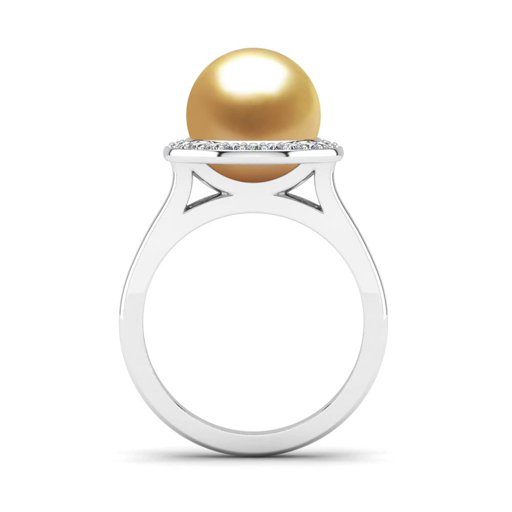 Diamond Halo Pearl Ring – The Pearl Company