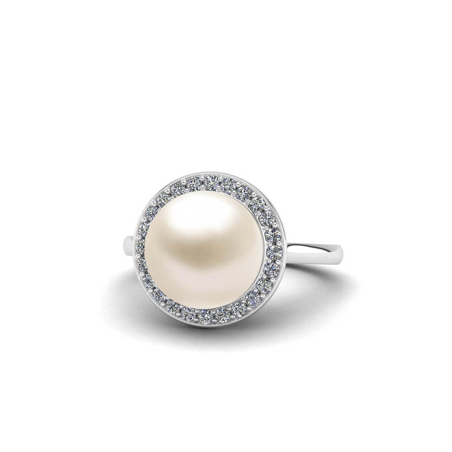 Pearl and Tanzanite Balleria Ring in 14k white gold GR-6025
