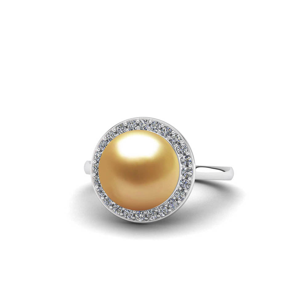 Diamond Halo Pearl Ring – The Pearl Company