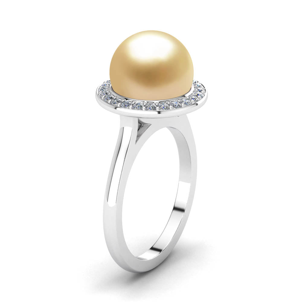 Diamond Halo Pearl Ring – The Pearl Company