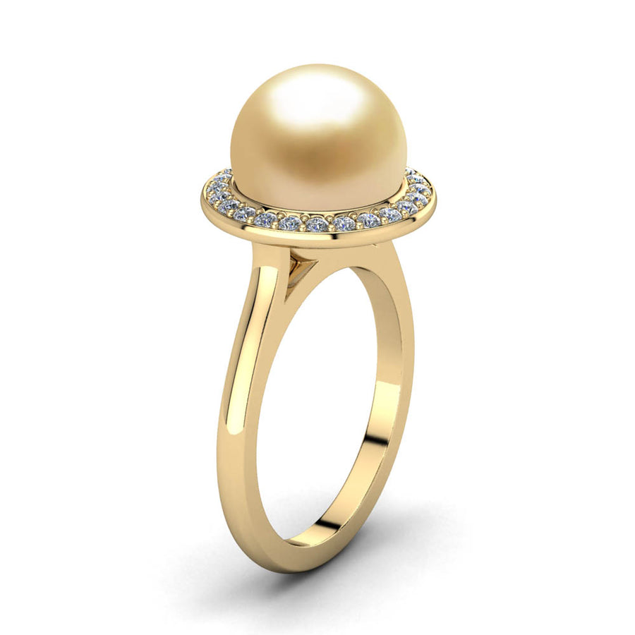 Diamond Halo Pearl Ring