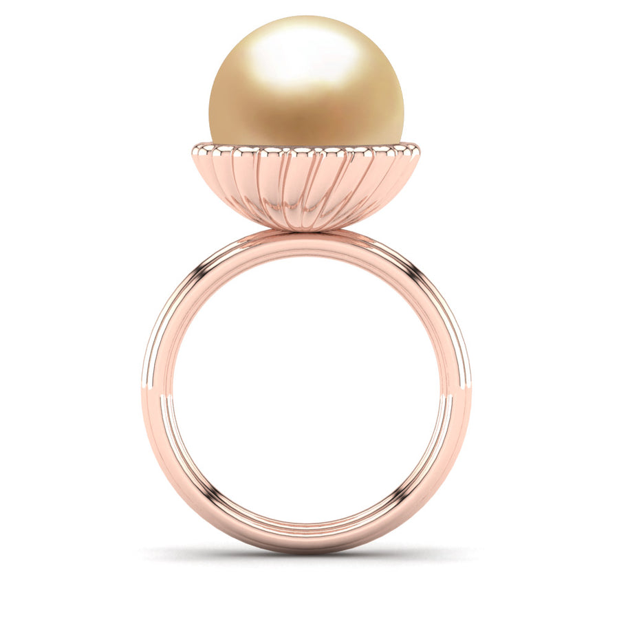 Swirl Pearl Ring-18K Rose Gold-South Sea Golden-Golden