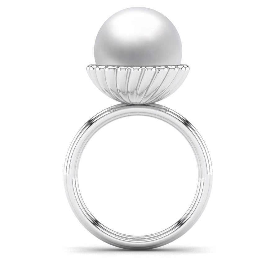 Swirl Pearl Ring-Platinum-South Sea-South Sea White