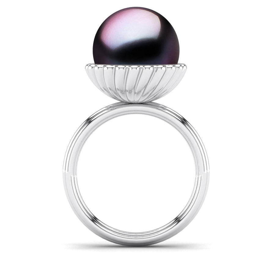 Swirl Pearl Ring-Platinum-Tahitian-Aubergine