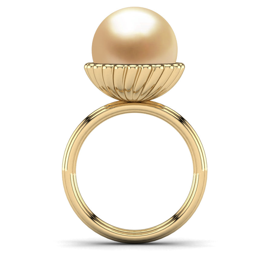 Swirl Pearl Ring-18K Yellow Gold-South Sea Golden-Golden
