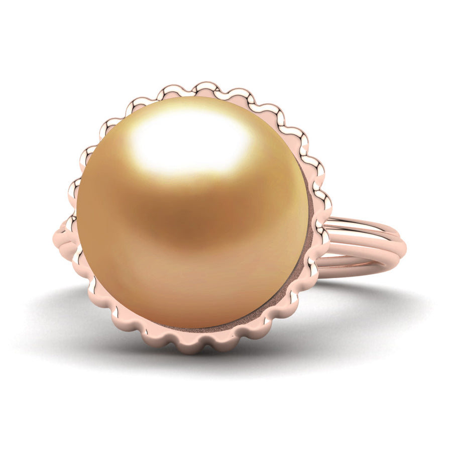 Swirl Pearl Ring-18K Rose Gold-South Sea Golden-Deep Golden