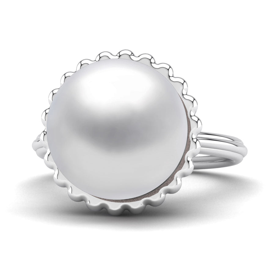 Swirl Pearl Ring-Platinum-South Sea-South Sea White