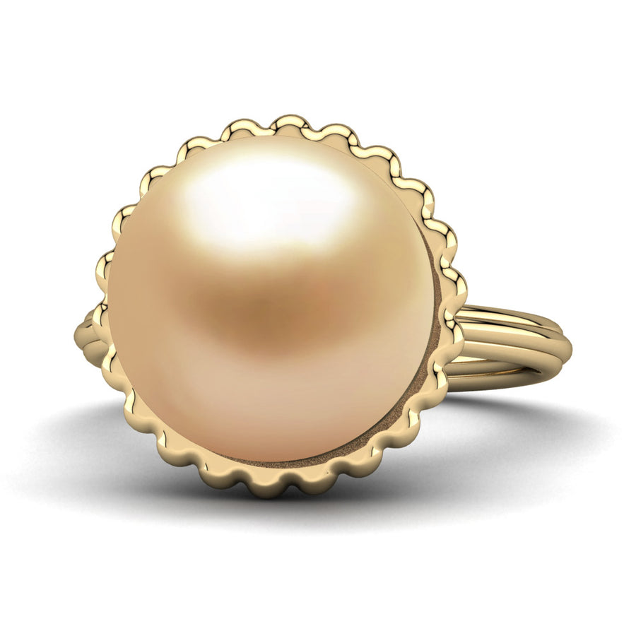 Swirl Pearl Ring-18K Yellow Gold-South Sea Golden-Golden