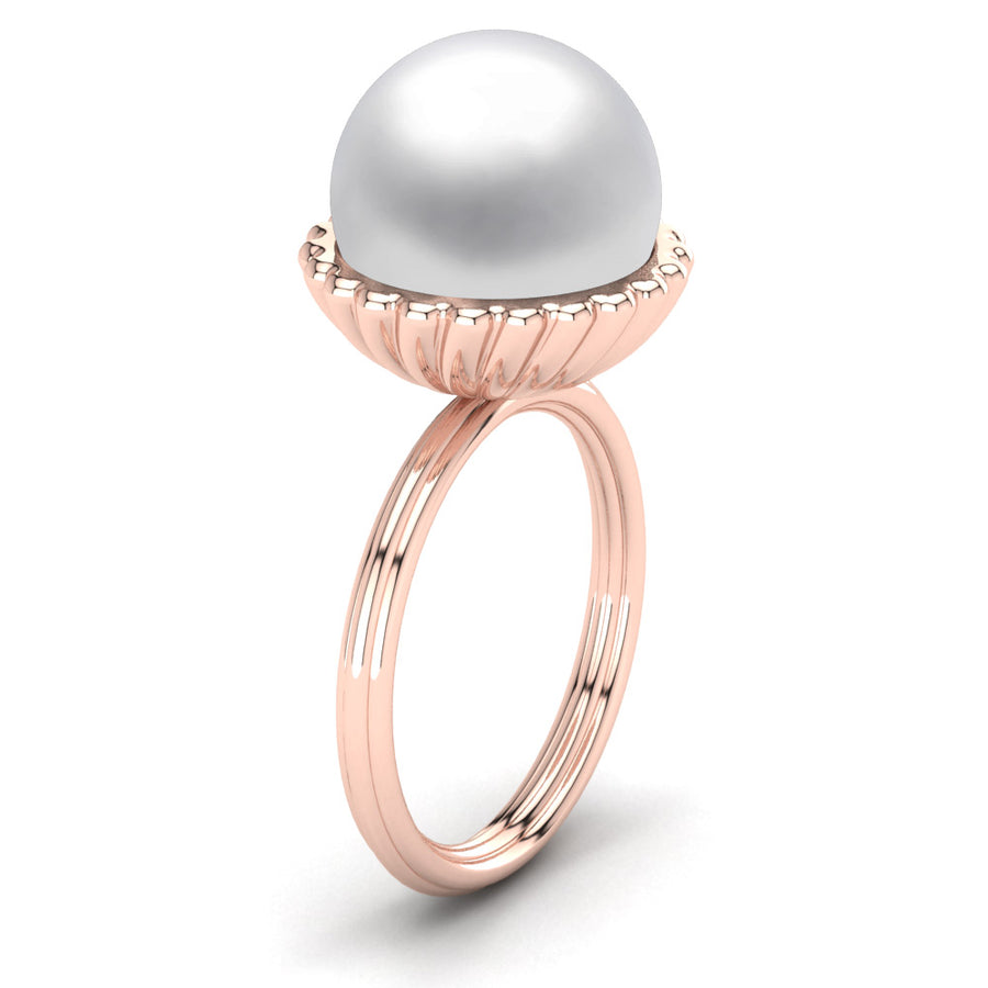 Swirl Pearl Ring-18K Rose Gold-South Sea-South Sea White