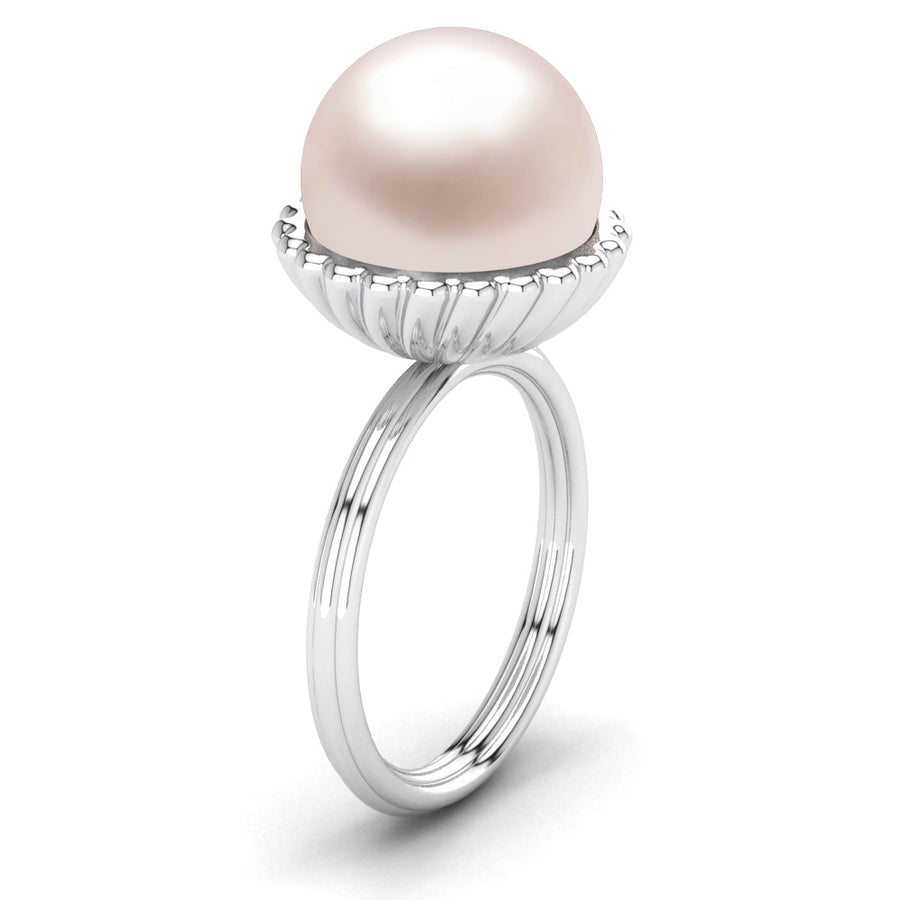 Swirl Pearl Ring-Platinum-South Sea-South Sea Rose