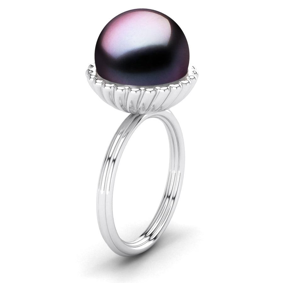 Swirl Pearl Ring-Platinum-Tahitian-Aubergine