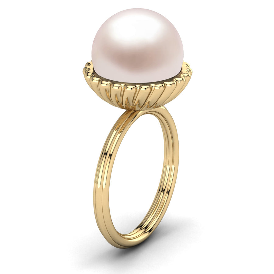 Swirl Pearl Ring-18K Yellow Gold-South Sea-South Sea Rose