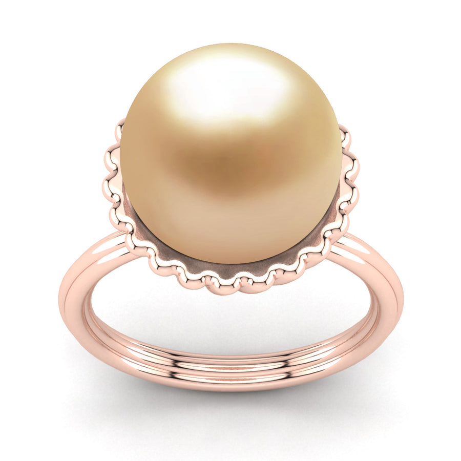 Swirl Pearl Ring-18K Rose Gold-South Sea Golden-Golden
