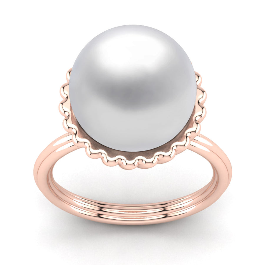 Swirl Pearl Ring-18K Rose Gold-South Sea-South Sea White