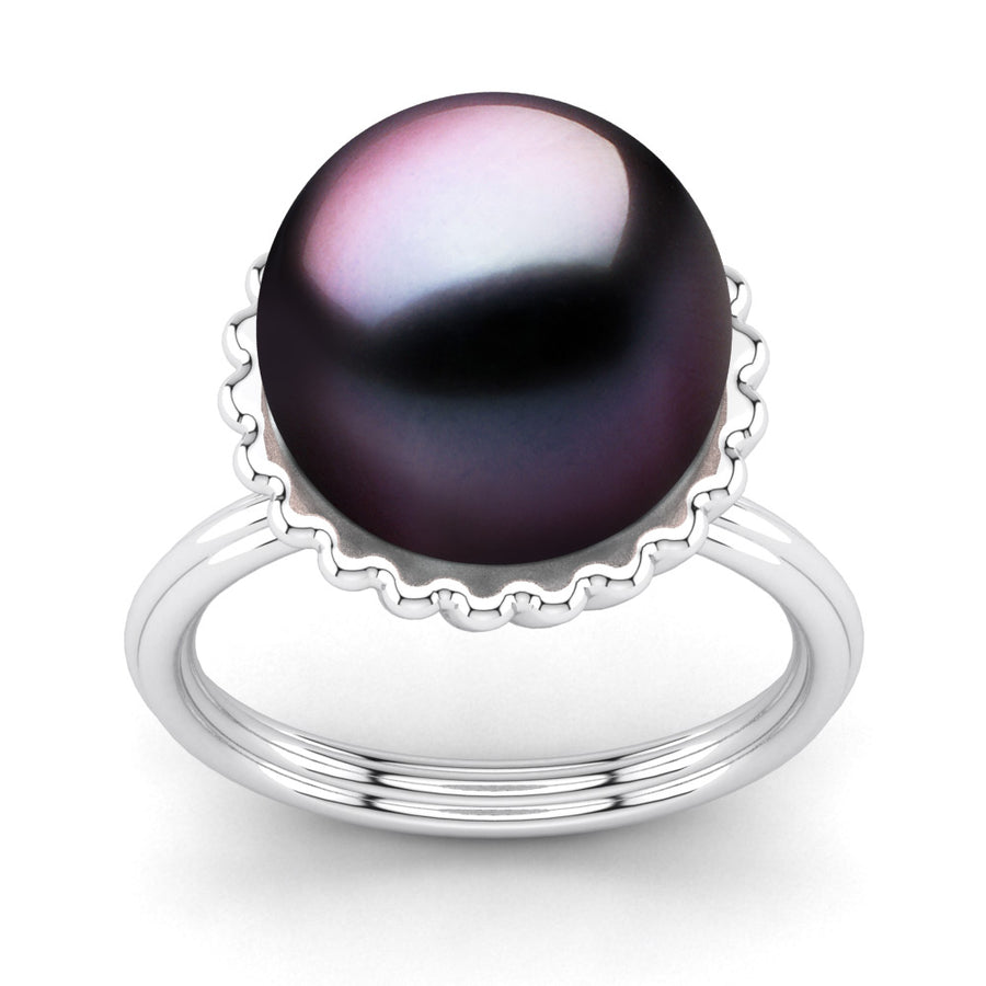 Swirl Pearl Ring-Platinum-Tahitian-Aubergine