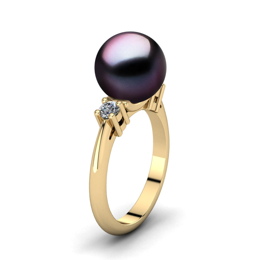 Generations Pearl Ring-18K Yellow Gold-Tahitian-Aubergine