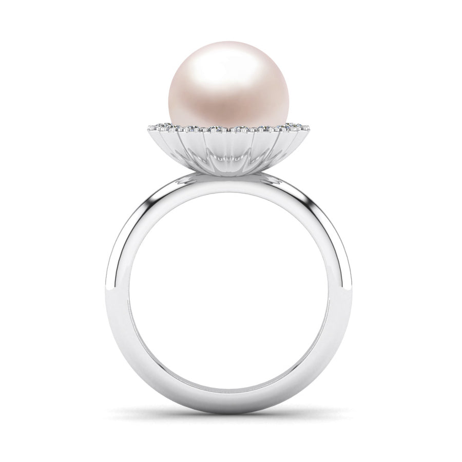 Ruff Pearl Ring-Platinum-South Sea-South Sea Rose