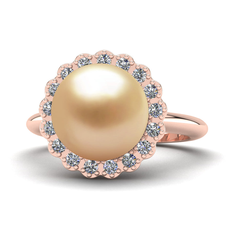Ruff Pearl Ring-18K Rose Gold-South Sea Golden-Golden