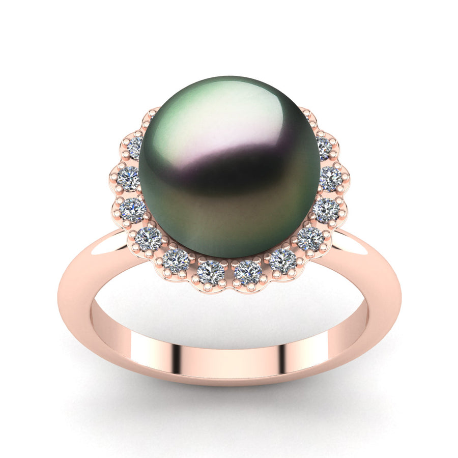 Ruff Pearl Ring-18K Rose Gold-Tahitian-Peacock