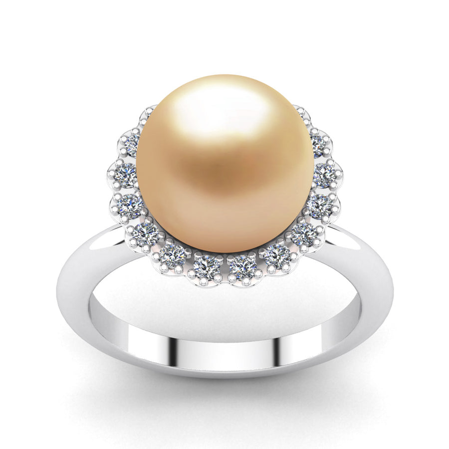 Ruff Pearl Ring-Platinum-South Sea Golden-Golden