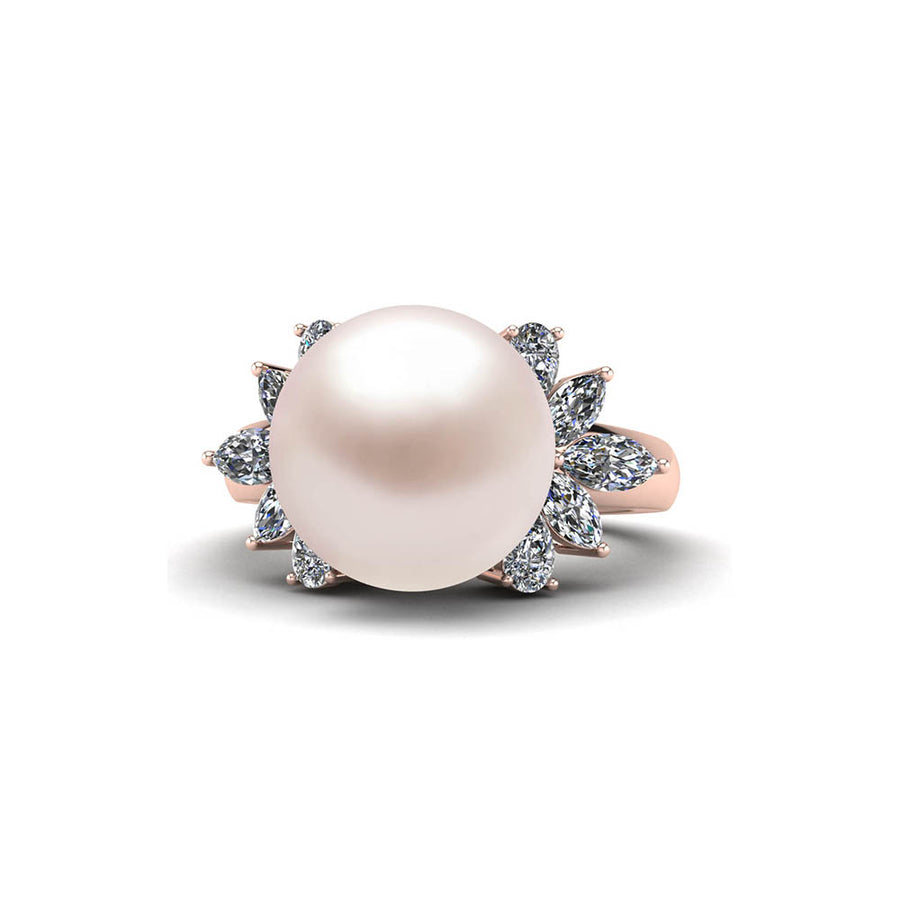 Diamond Petals Pearl Ring - Scale Test