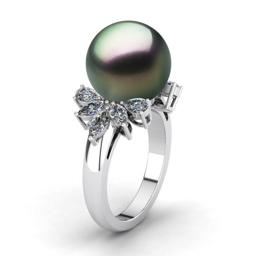 Diamond Petals Pearl Ring - Scale Test