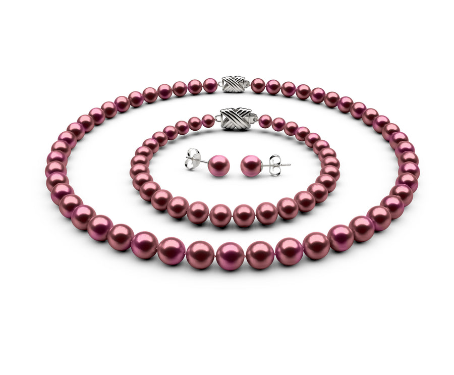 7-7.5mm AA Cranberry Freshwater Complete Set