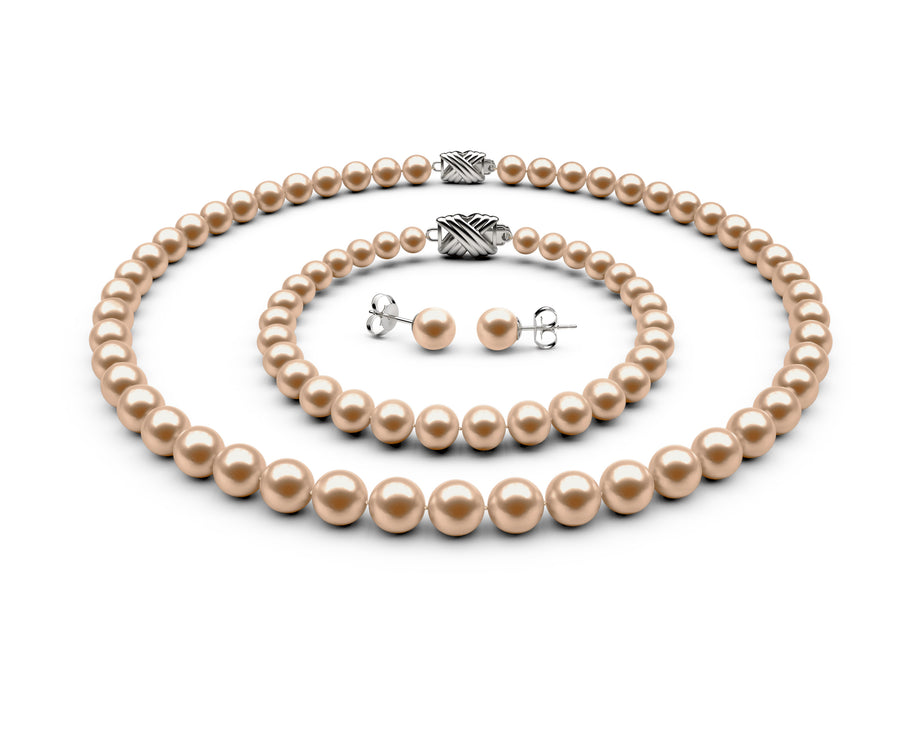 7-7.5mm AAA Peach Freshwater Complete Set