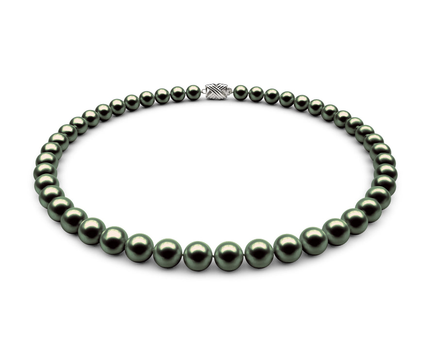 8-8.5mm AA Black-Green Freshwater Necklace