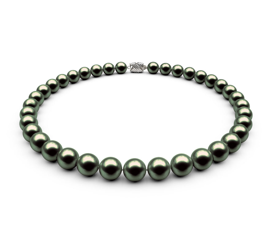 9.5-10mm AAA Black-Green Freshwater Necklace